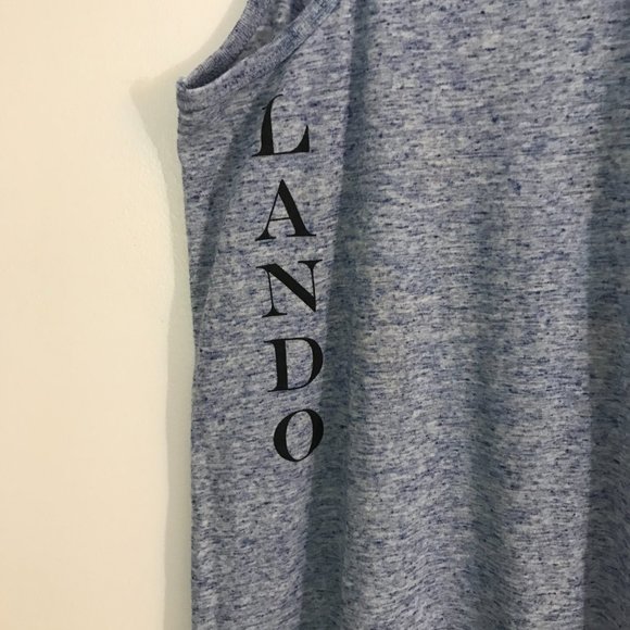 Lando Women's Graphic Heather Blue Racerback Tank Top - Picture 4 of 5